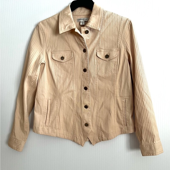 Coldwater Creek Jacket Blazer Women’s Size 10 Beige Button GUC - Picture 2 of 9